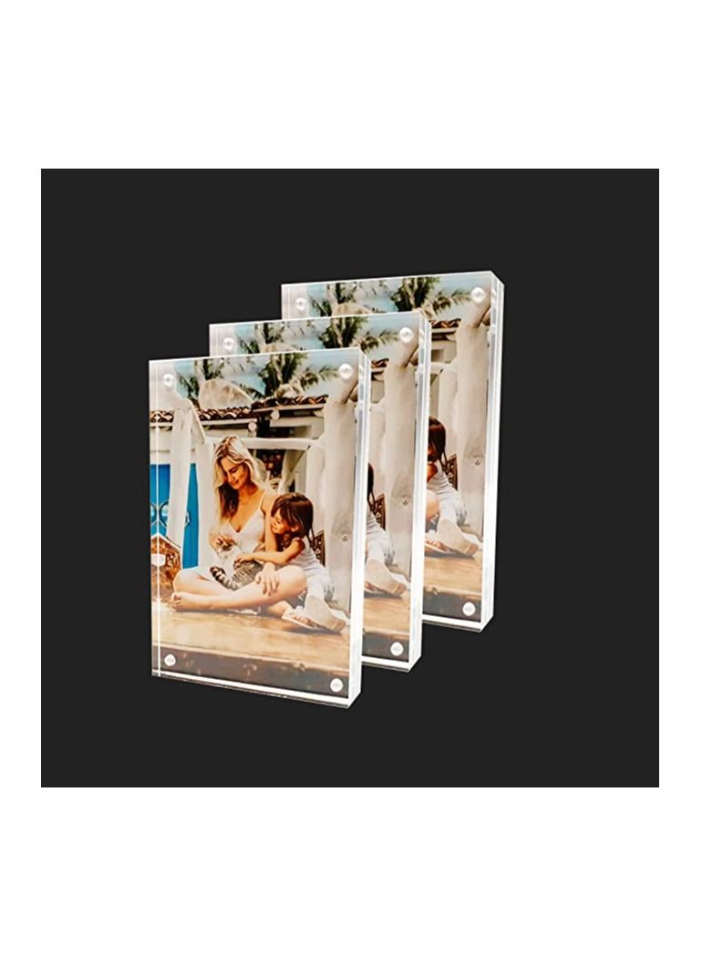 Creative Planet 5R Acrylic photo frame an elegant picture frame of high clarity modern stylish & transparent organize and protect our photos, great gift for birthday (Pack of 3) - Image 1