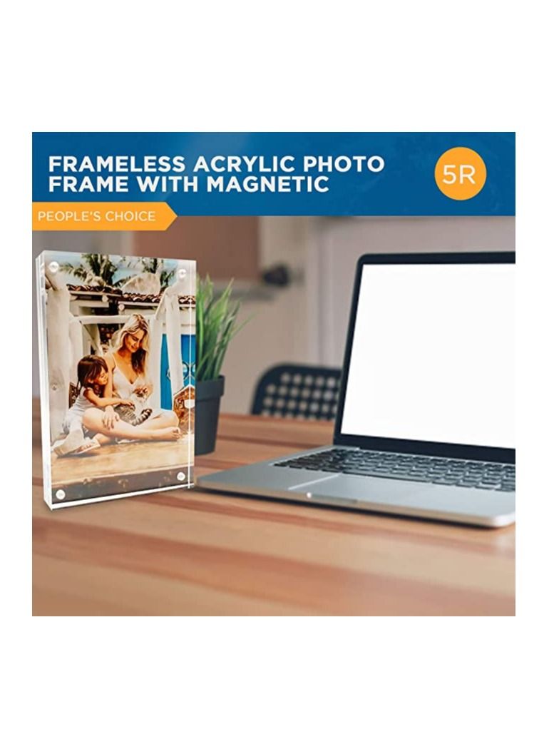Creative Planet 5R Acrylic photo frame an elegant picture frame of high clarity modern stylish & transparent organize and protect our photos, great gift for birthday (Pack of 3) - Image 3