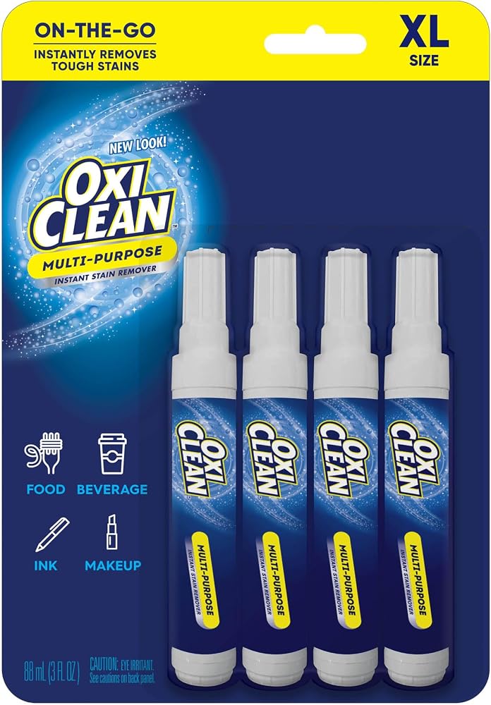 أوكسي كلين قلم إزالة البقع OxiClean للملابس - آمن للتنظيف الجاف، يقوم بإزالة البقع فورًا من جميع أنواع الملابس (دم، طعام، مشروبات، أوساخ، حبر) - خالي من الكلور ولا يتطلب غسيلًا - عبوة سفر (3 عبوات × 2.2 أونصة لكل عبوة) - Image 1