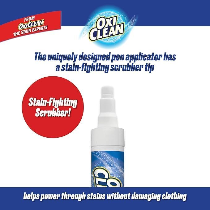 أوكسي كلين قلم إزالة البقع OxiClean للملابس - آمن للتنظيف الجاف، يقوم بإزالة البقع فورًا من جميع أنواع الملابس (دم، طعام، مشروبات، أوساخ، حبر) - خالي من الكلور ولا يتطلب غسيلًا - عبوة سفر (3 عبوات × 2.2 أونصة لكل عبوة) - Image 4