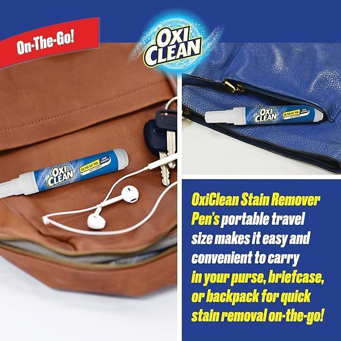 أوكسي كلين قلم إزالة البقع OxiClean للملابس - آمن للتنظيف الجاف، يقوم بإزالة البقع فورًا من جميع أنواع الملابس (دم، طعام، مشروبات، أوساخ، حبر) - خالي من الكلور ولا يتطلب غسيلًا - عبوة سفر (3 عبوات × 2.2 أونصة لكل عبوة) - Image 5