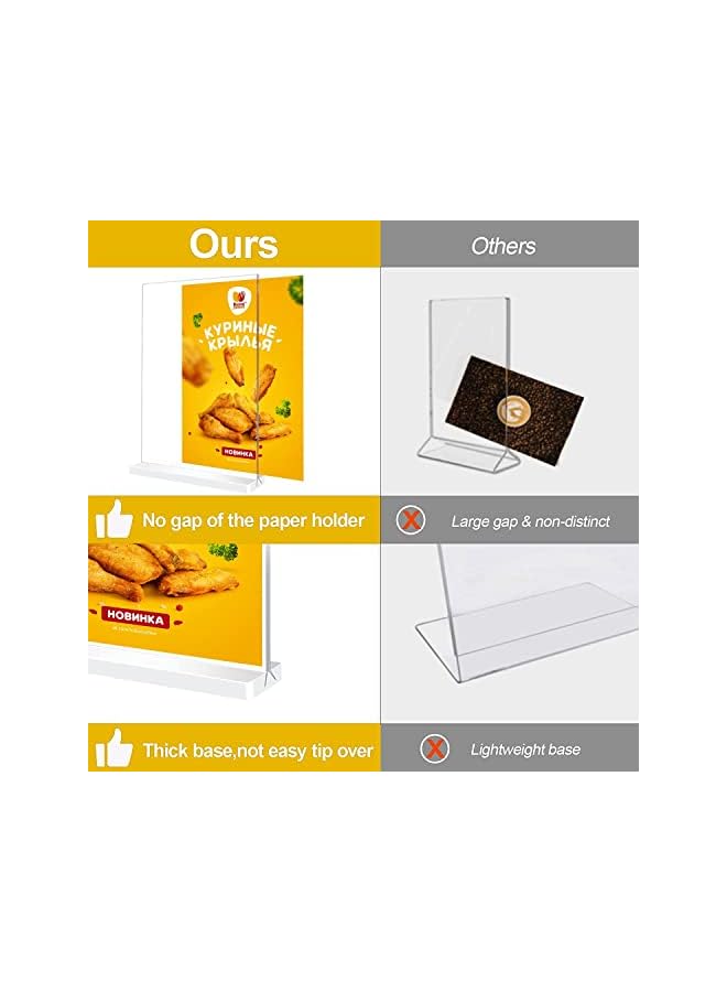 Excefore حامل لافتة A4 - حامل عرض على سطح الطاولة على شكل حرف T من الأكريليك على الوجهين، إطار إعلان قائمة على شكل صورة، إطار صورة شفاف للمطاعم والعروض الترويجية للمتاجر وإطارات الصور والفصول الدراسية والمكتب - Image 3