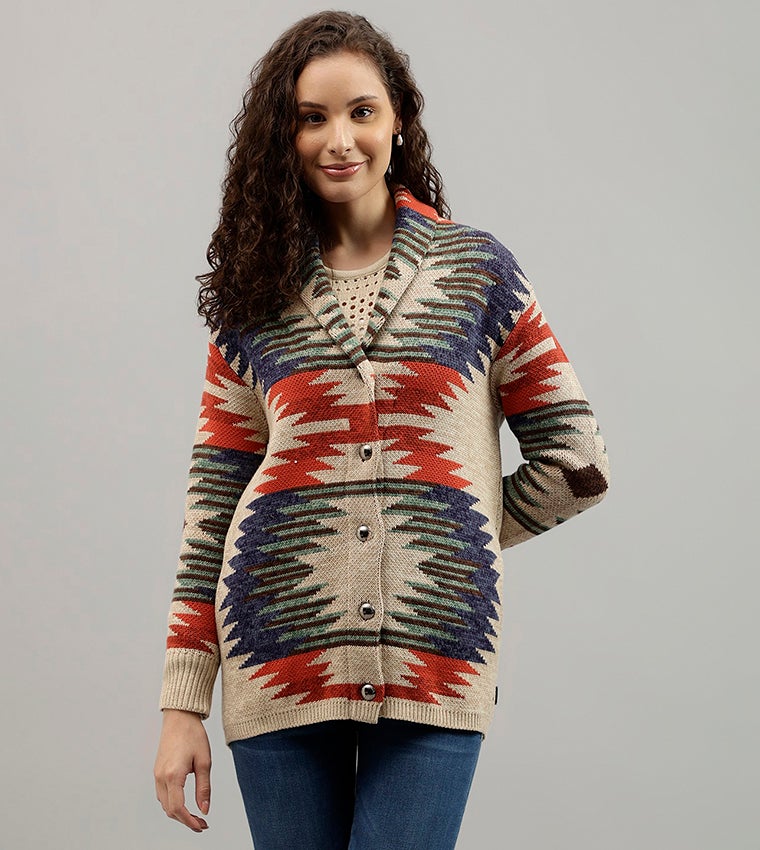 بيفرلي هيلز بولو كلوب كارديجان بياقة مطبوعة