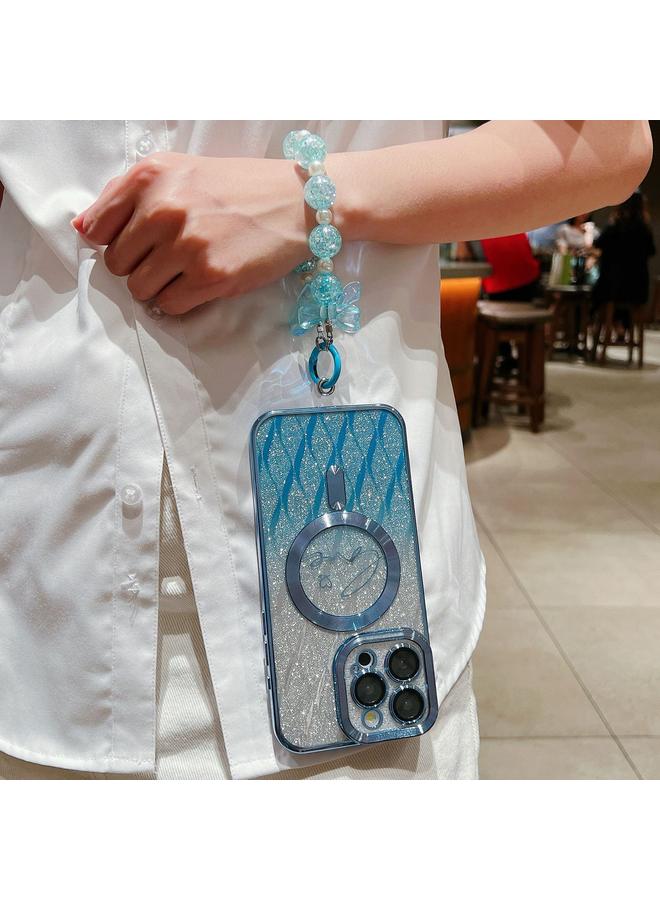 زبون جراب لهاتف iPhone 13 Pro Dual-Love Leaves Glitter Bracelets Magsafe TPU جراب هاتف - Image 2