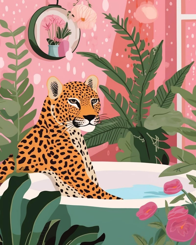 Tucocoo لوحة نمط النمر للرسم بالأرقام للبالغين - ديكور مرح للحمام - مجموعة رسم زيتية رقمية مع طلاء أكريليك - 16x20 بوصة بدون إطار - Image 1