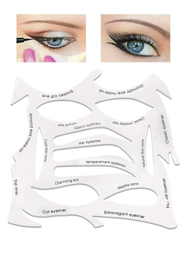 3Pcs Quick Make-Up Stencils Kit for Eyeliner, Eyebrows, and Eye Shadow - Versatile Shapes for Diverse Makeup Styles - White - Image 1