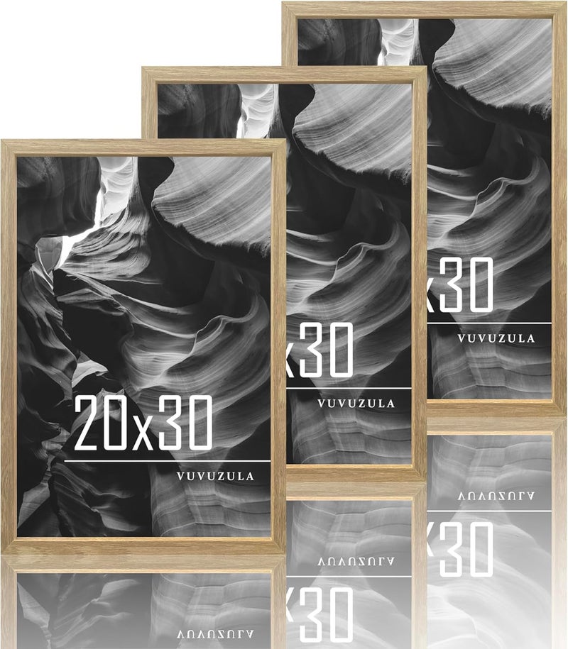 VUVUZULA Picture Frame, 20 x 30 cm, Wooden Frame, Set of 3, Oak Photo Frame, MDF Frame, Natural - Image 1