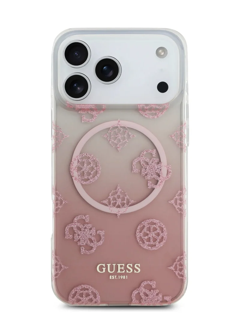 جس غطاء ماغسيف iPhone 17 Pro Max من PC+TPU مع نقشة تدرج الفاوانيا واللمعان / تركيب سهل بنظام "سناب أون" / حماية ضد الصدمات / تصميم نحيف / غطاء خلفي خفيف الوزن / قبضة مريحة - وردي