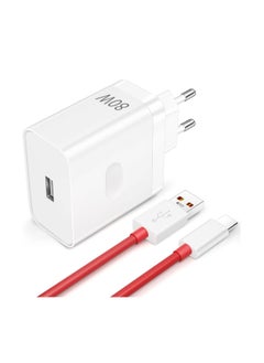 OnePlus One 80W Supervooc Charger for Oneplus 12/11 10T OnePlus Warp Charger Block Replacement with USB C Warp Charge Cable 1M USB Wall Plug Charger UK Power Adapter for Oneplus Nord 2T CE 3 Lite 10 Pro 9 Pro 8T  - Image 2