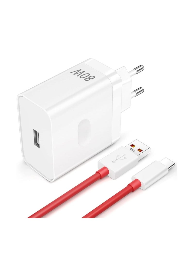 OnePlus One 80W Supervooc Charger for Oneplus 12/11 10T OnePlus Warp Charger Block Replacement with USB C Warp Charge Cable 1M USB Wall Plug Charger UK Power Adapter for Oneplus Nord 2T CE 3 Lite 10 Pro 9 Pro 8T  - Image 2