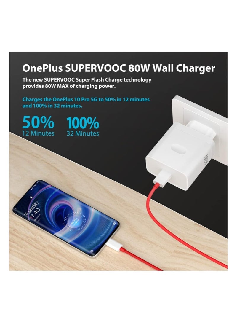 OnePlus One 80W Supervooc Charger for Oneplus 12/11 10T OnePlus Warp Charger Block Replacement with USB C Warp Charge Cable 1M USB Wall Plug Charger UK Power Adapter for Oneplus Nord 2T CE 3 Lite 10 Pro 9 Pro 8T  - Image 3