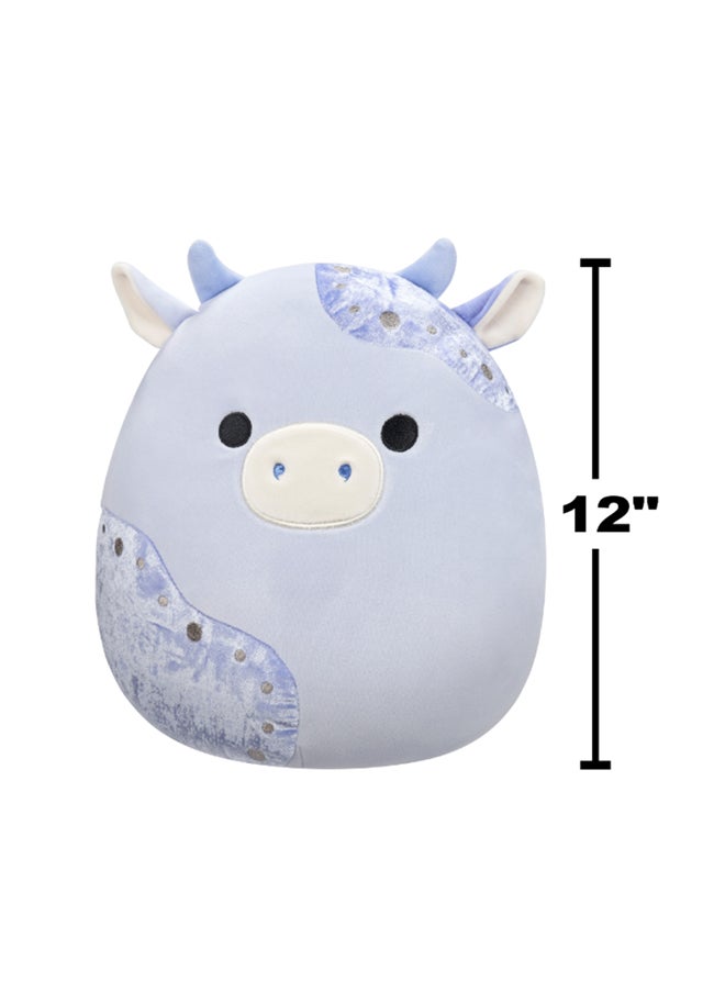 Squishmallows 12 inch Medium Plush Light Blue Velvet Cow with Blue Patches Officially Licensed Kellytoy Plush Toy Colorful Soft Gift for Kids Girls & Boys Washable Squishy Stuff Toy Multicolor All Age  - Image 5