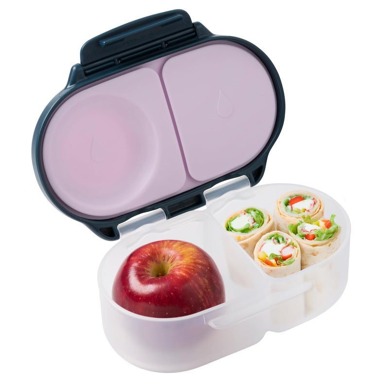 b.box Snack Box for Kids & Toddlers: 2 Compartment Snack Containers, Mini Bento Box, Lunch Box. Leak Proof, BPA free, Dishwasher safe. School Supplies. Ages 4 months+ (Indigo Rose, 12oz capacity) - Image 1
