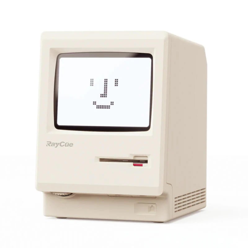 RayCue Maclock WB-8 Retro Pixel Alarm Clock - 1984 Computer-Inspired USB Desk Clock with Pixel Display, Multiple Alarms & Adjustable Brightness | Maclock Calendar, Temperature, Unique Retro Tech Gift - Image 1