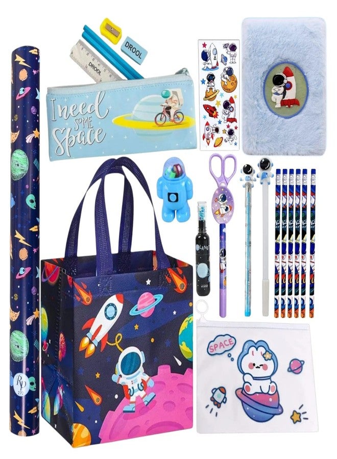 AMANVANI Space Theme Gift Combo (Pack of 12 Item) | Age 4-12 Years | Rakhi Spacial Gifts | Stationery Kit for Boys | School Supply | Best Birthday Return Gifts for Kids - Image 1