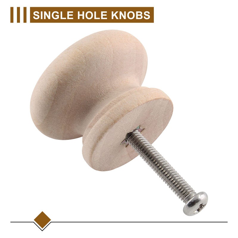 Zorfeter 20 Pcs Wood Unfinished Drawer Knobs Mushroom Shape Furniture Cabinet Knobs Pulls Handles (Diameter: 28mm, Height: 21mm) - Image 5