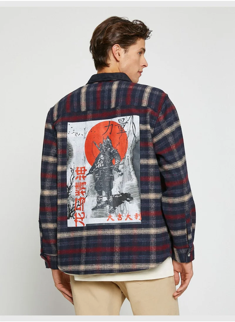 KOTON Check Plaid Shirt Neck Detailed