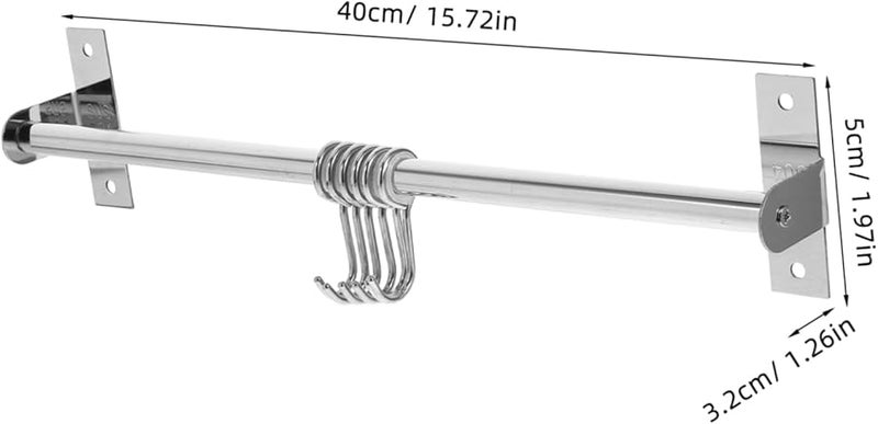 رفافة حائطية من الفولاذ المقاوم للصدأ لتعليق أدوات المطبخ 40X6 5CM منظف للمناشف والأواني - Image 3