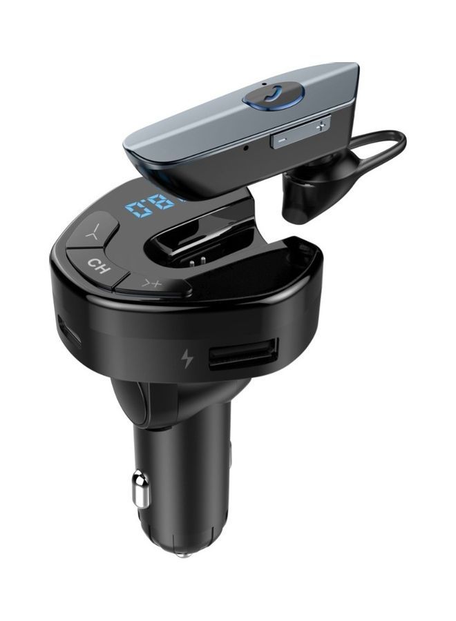 NIBEMINENT Car Wireless Bluetooth Handsfree MP3 Player USB Charger Adapter With Earphone Black  - Image 1
