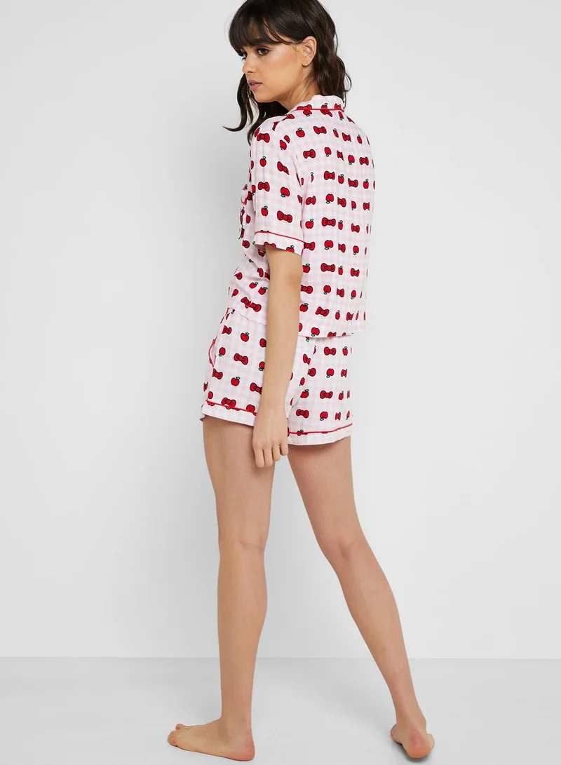 FOREVER 21 Hello Kitty Shirt & Shorts Pyjama Set