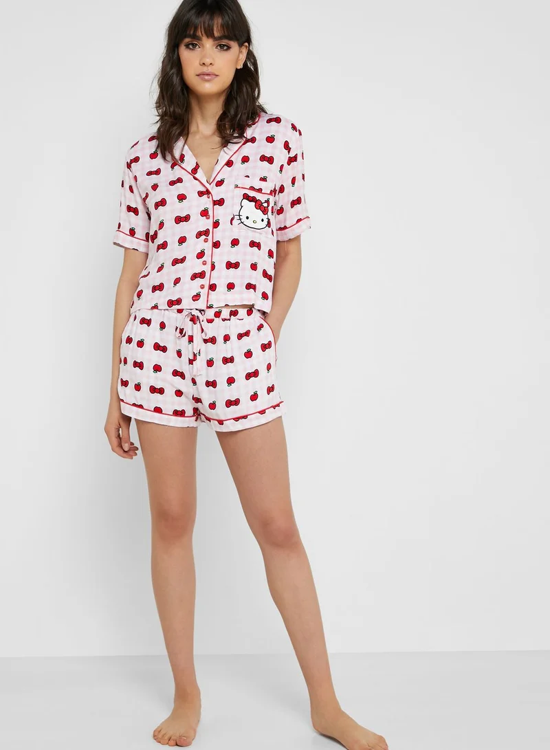 FOREVER 21 Hello Kitty Shirt & Shorts Pyjama Set