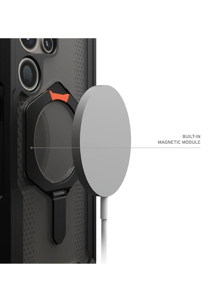 General Samsung Galaxy S24 Ultra/S24 Plus/S24 Case, Black & Orange with Magnetic Charging & Stand, Military Drop Resistant, Impact Resistant  - Image 4