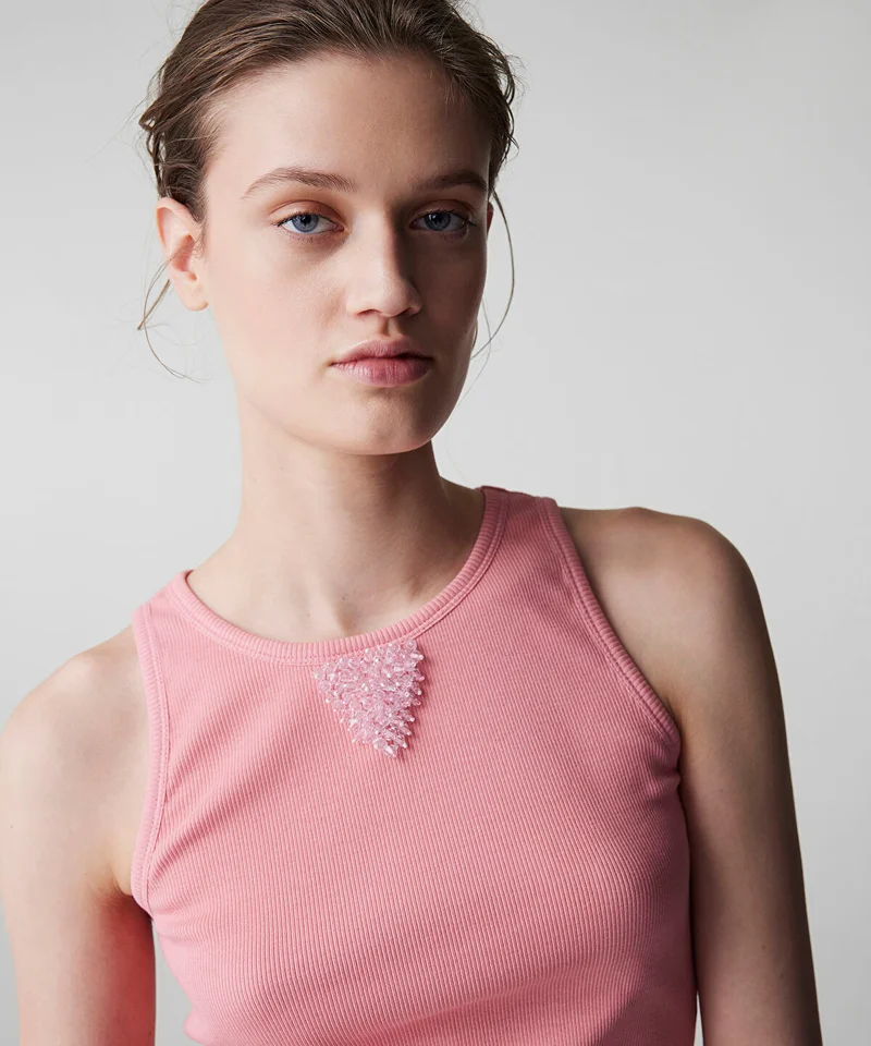 Ipekyol Ribbed T-Shirt with Beads