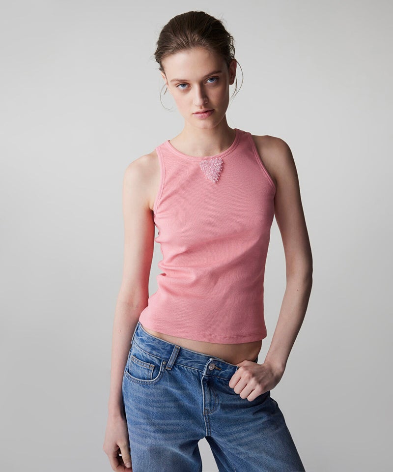 Ipekyol Ribbed T-Shirt with Beads - Image 2