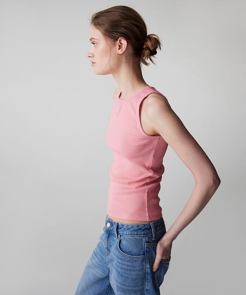 Ipekyol Ribbed T-Shirt with Beads - Image 4