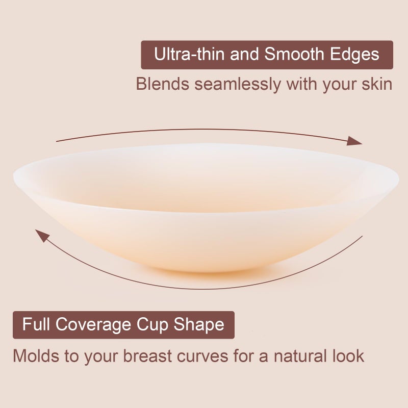 Husfunov 2 Pairs Nipple Covers for Women, Ultra-thin Sticky Adhesive Silicone Nipple Cover, Reusable Pasties for Dress CrÃ¨me - Image 3