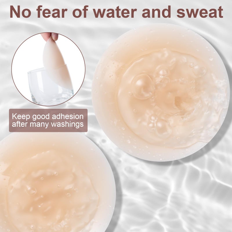Husfunov 2 Pairs Nipple Covers for Women, Ultra-thin Sticky Adhesive Silicone Nipple Cover, Reusable Pasties for Dress CrÃ¨me - Image 4