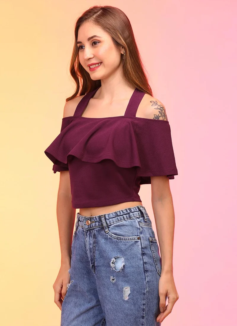 globus Globus Women Off Shoulder Bardot Crop Top