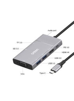 onten Onten 95113 8 In 1 USB 3.0 x2 + SD / TF + HDMI / VGA + 3.5mm Jack + Type-C / USB-C (PD 3.0) Multi-function HUB Converter Dock Station  - Image 4