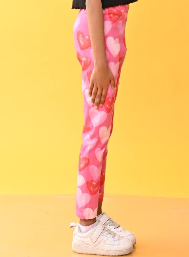 ANTHRILO Summer Leggings for Girls | 100% Cotton, Skin Friendly Fabric | Leggings for Girls | Casual Wear | Pretty Pink Hearts Summer Leggings - Pink 0-6 Months - Image 4