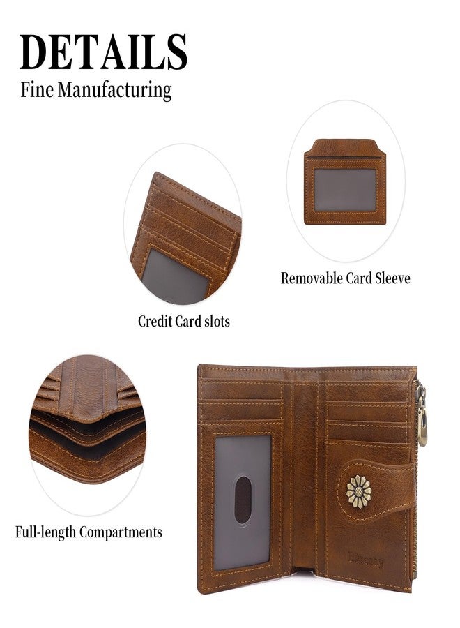 Blucoay Small Wallet Women,Microfiber Leather Compact Bifold Wallet Women RFID Blocking Card Holder With Removable ID Window(darkbrown) - Image 5