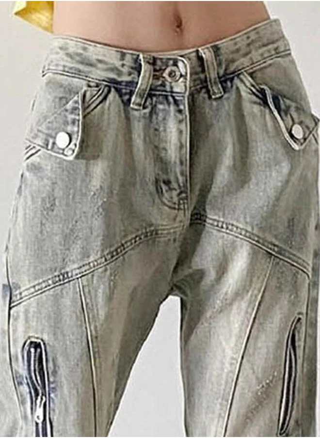 YUNIQEE Grey Cotton Regular Fit High-Rise Jeans