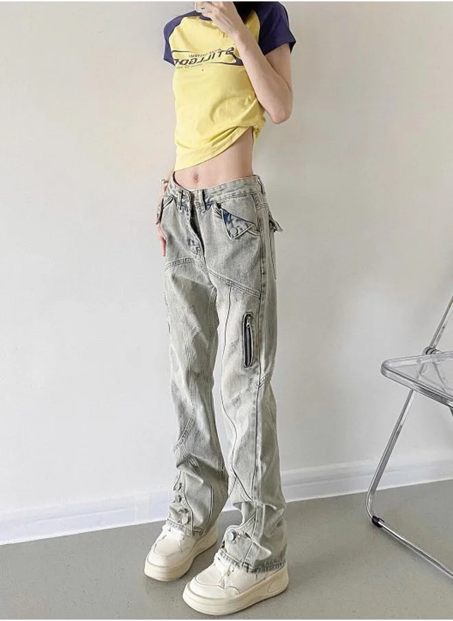 YUNIQEE Grey Cotton Regular Fit High-Rise Jeans