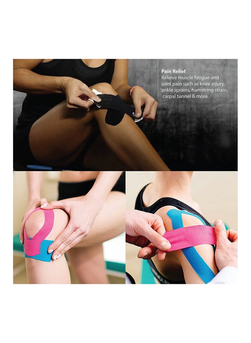 SOLARAE Kinesiology Tape Pro Athletic Sports Knee Ankle Muscle Kinetic Sport Dynamic Physical Therapy Strong-Rock Breathable water Resist Cotton Roll Uncut 2in x 16 4ft Black - Image 5