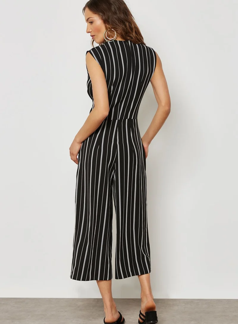NEW LOOK Stripe Print Wrap Culotte Jumpsuit
