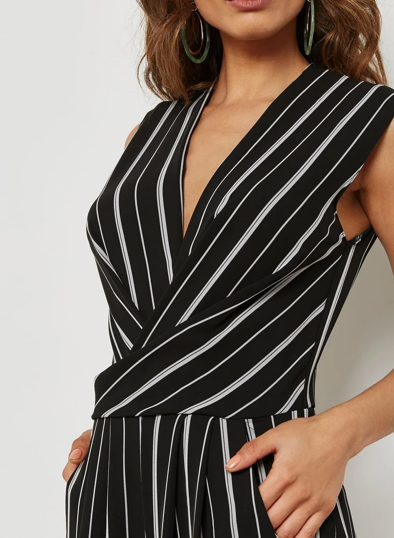 NEW LOOK Stripe Print Wrap Culotte Jumpsuit