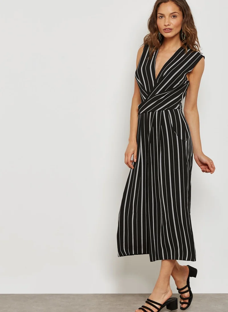 NEW LOOK Stripe Print Wrap Culotte Jumpsuit