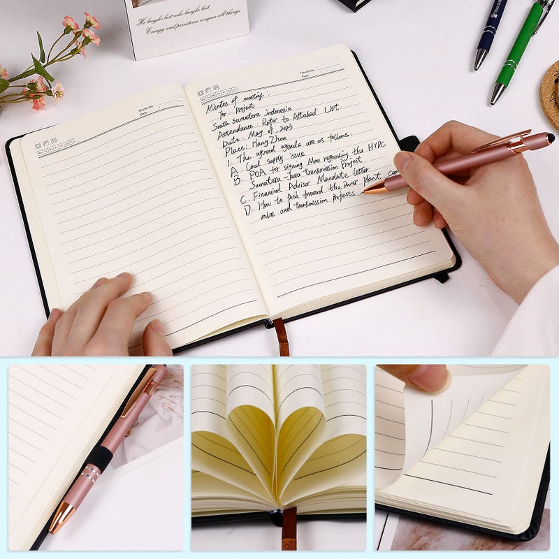 PUKZIC Business Notebook for Men, A5 Journal Notebook with A-Z , Dual-Sided Writing Paper Notebook with Dividers, Travel Journal for Teens, 200 Pages Leather Journal for Writing, Work, Meetings,Black S - Image 5