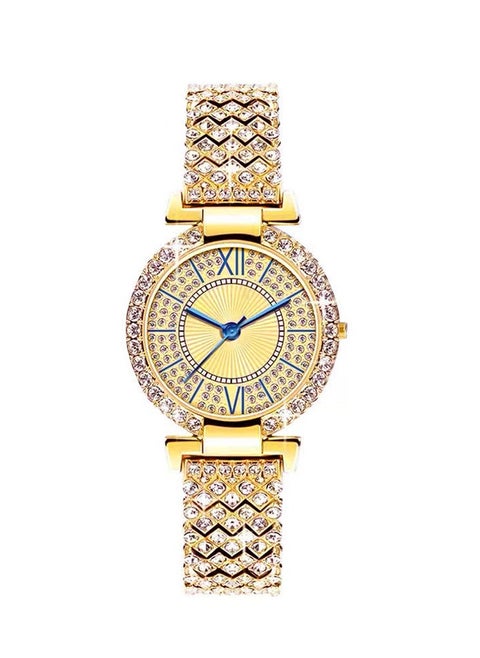 Full Diamond Women's Watch Quartz Watch Bracelet (Gold)