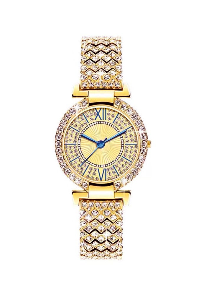 Generic Full Diamond Women's Watch Quartz Watch Bracelet (Gold)  - Image 1