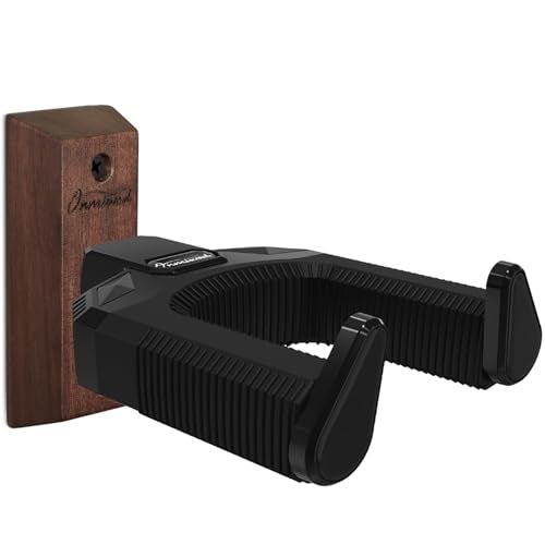 Onmiwod Guitar Wall Mount Auto Lock Guitar Hanger Acacia Hardwood Guitar Wall Hangers Guitar Holder Hook Wall Stand for Classical Acoustic Electric Guitar Bass Ukulele Gift for Guitar Player - Image 1