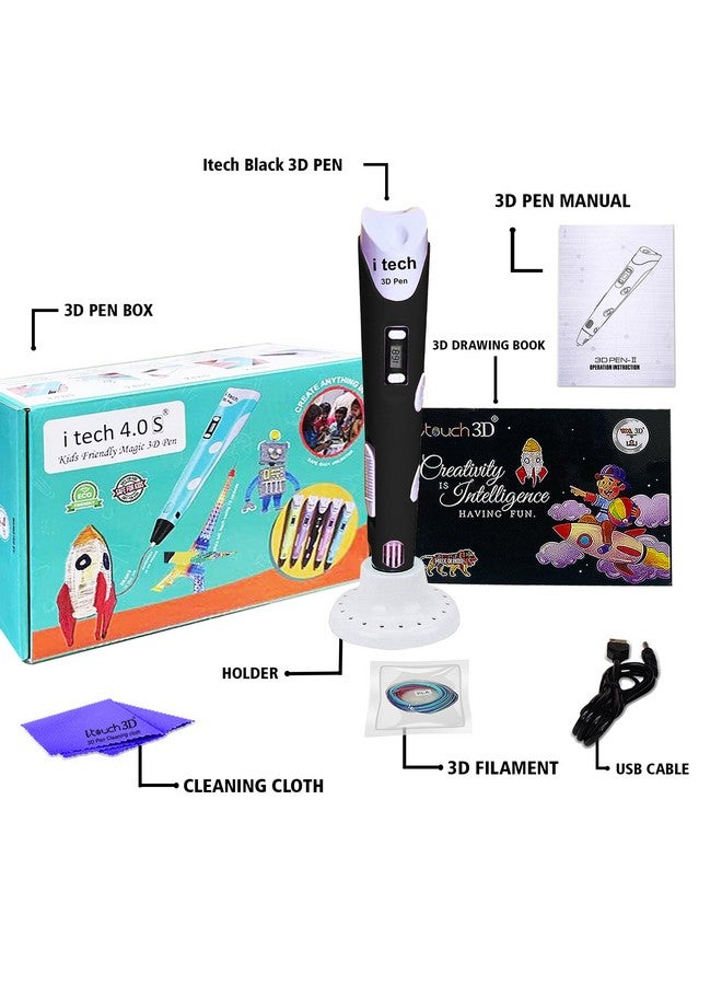 WOL 3D WOL3D Itech (Black) Magic 3D Pen for 3D Printing with Speed Control, Advanced Temperature Regulation, OLED Display & Ergonomic Design - Compatible with variety of Filaments for Creative DIY, Art. - Image 2