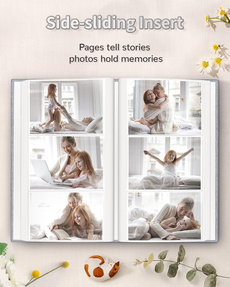 Artfeel Photo Album 4x6 with 300 Pockets,Slip-in Picture Albums,Linen Cover Memory Book with Front Window,White Page Vertical Photo Book for Wedding,Family,Anniversare,Baby,Vacation - Image 5