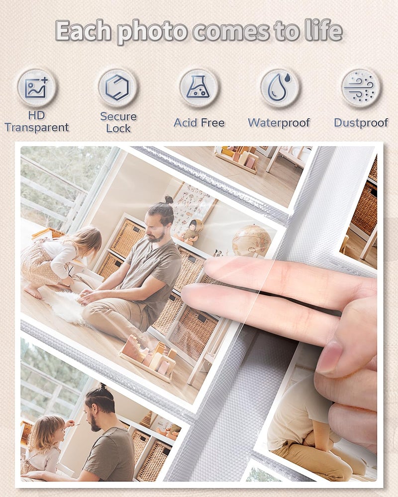 Artfeel Photo Album 4x6 with 300 Pockets,Slip-in Picture Albums,Linen Cover Memory Book with Front Window,White Page Vertical Photo Book for Wedding,Family,Anniversare,Baby,Vacation - Image 4