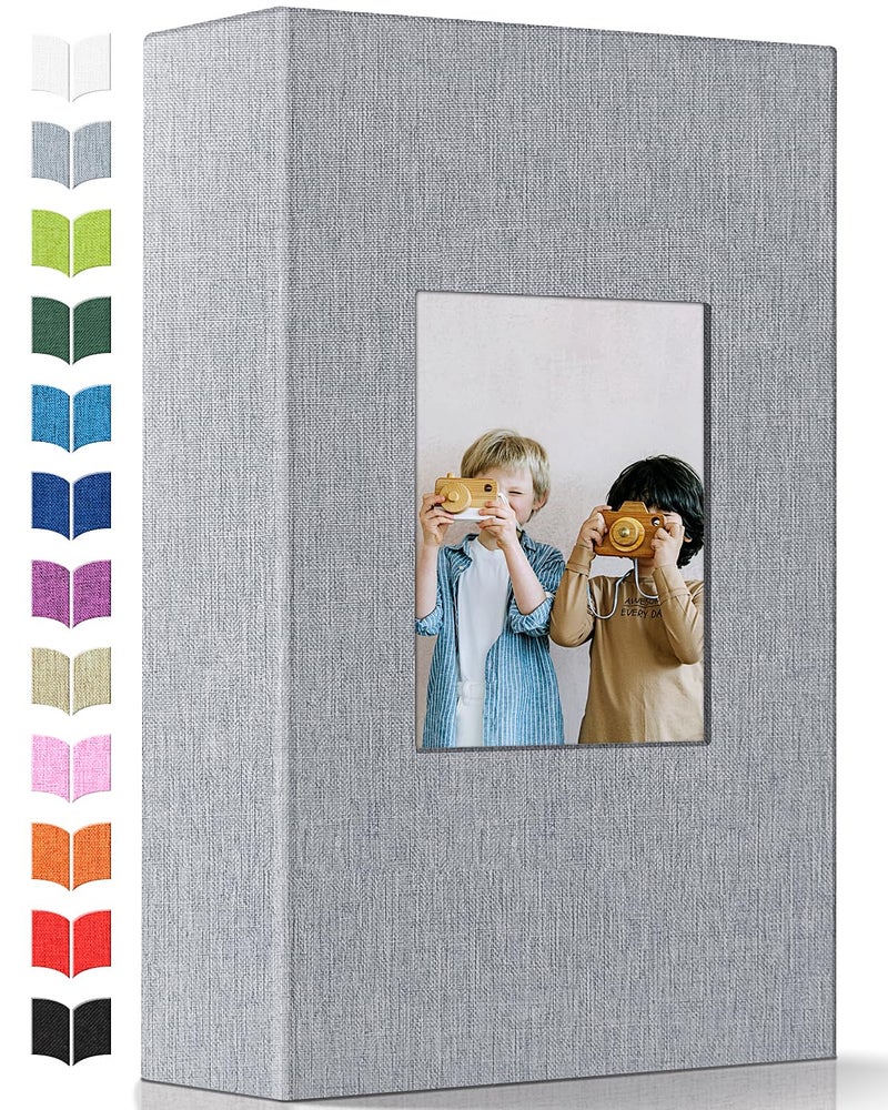 Artfeel Photo Album 4x6 with 300 Pockets,Slip-in Picture Albums,Linen Cover Memory Book with Front Window,White Page Vertical Photo Book for Wedding,Family,Anniversare,Baby,Vacation - Image 1