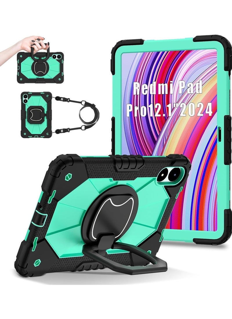 General - Case Compatible with Xiaomi Redmi Pad Pro 12.1 inch Case, Full-Body Rugged Shockproof Protective Shell, 360° Swivel Stand Handle Cover with Shoulder Strap - Image 1